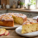 Moelleux aux pommes air fryer doré et fondant servi en part de gâteau maison
